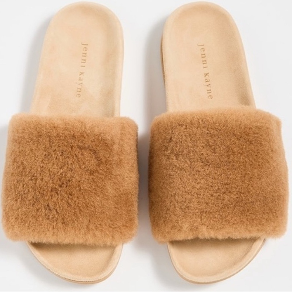 Jenni Kayne Tan Shearling Mules